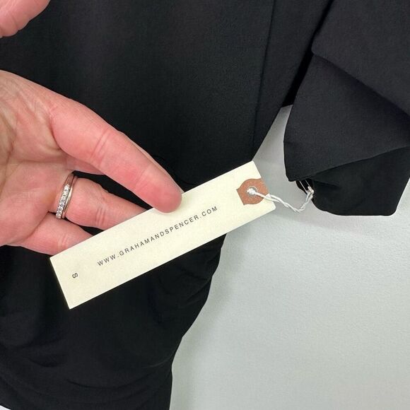 Graham & Spencer Anthropologie Black Stretch Jersey Knit Ruched Skirt Dolman Sle - Picture 5 of 13